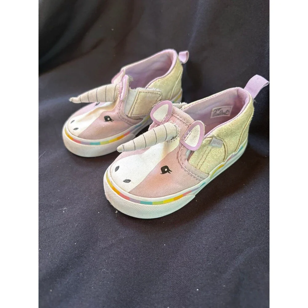 Vans girls size toddler 5 c sneaker shoes purple unicorns